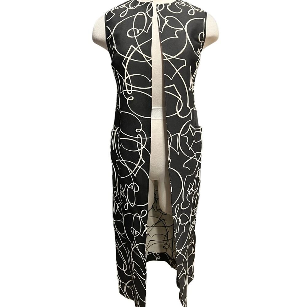Zero + Maria Cornejo long vest in a black and white abstract print Size 4 NWT - Picture 2 of 9